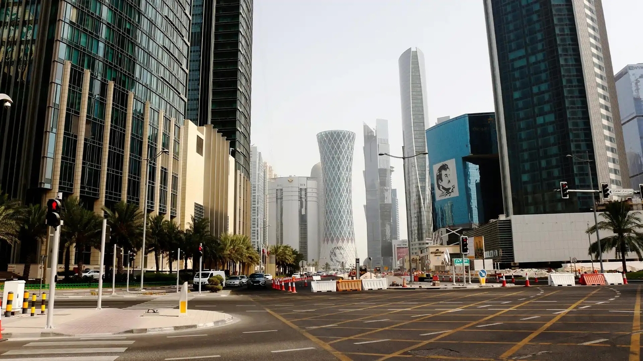 Modern skyscrapers in the West Bay district of Doha.