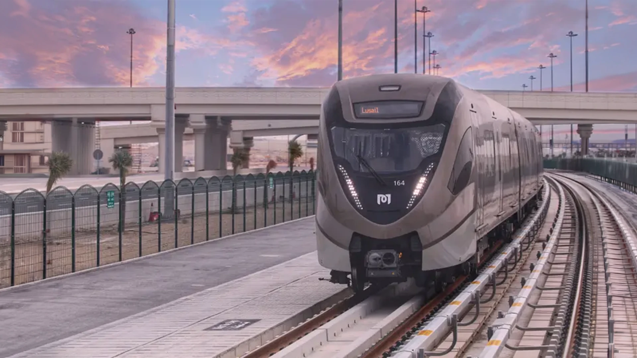 Doha Metro Red Line train serving Lusail on race weekend 